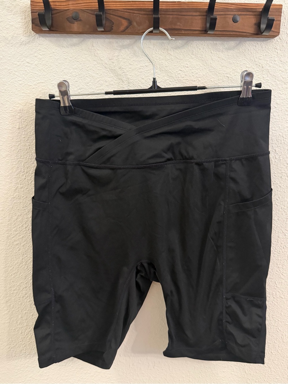 Black High-Rise Bike Shorts with Side Pockets